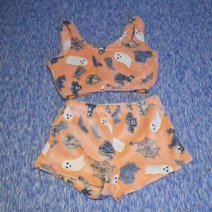 Peach Halloween Print Sleepwear Set